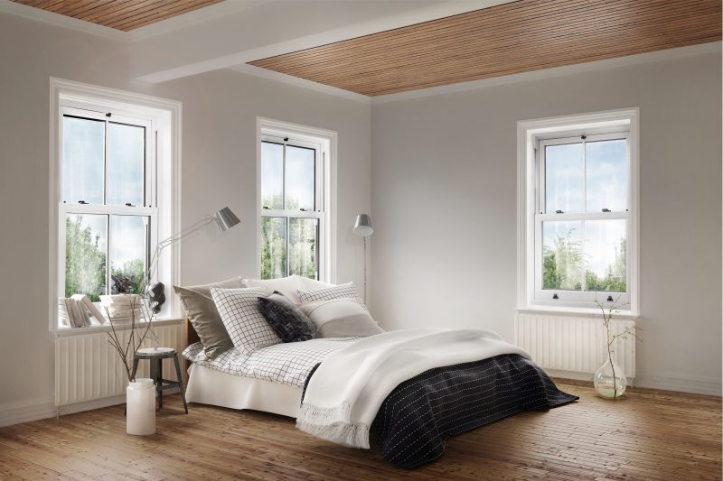 Victorian vertical sliders in bedroom