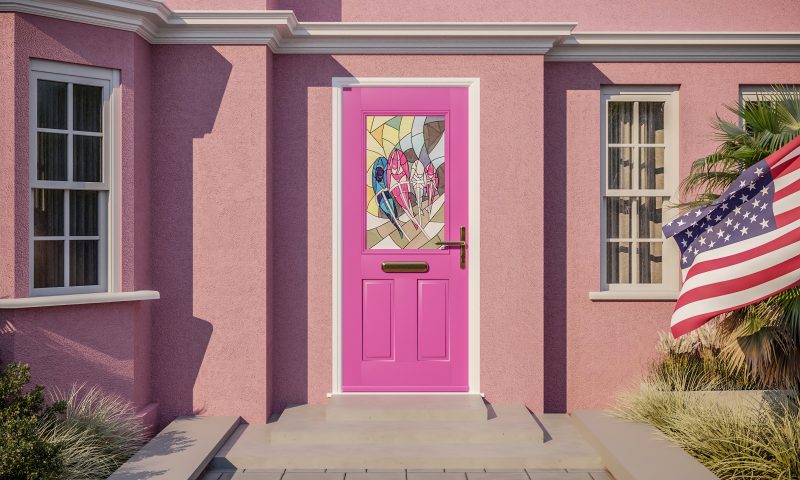 Pink composite doors