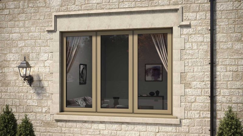 window manufacturer - beige window in stone house